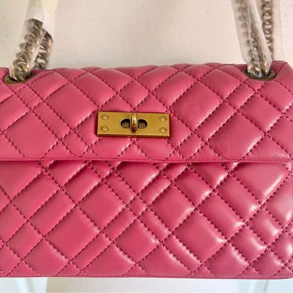 Kurt Geiger MINI BRIXTON LOCK Leather BAG Pink NEW MSRP $215 Missing Lock - Picture 3 of 11